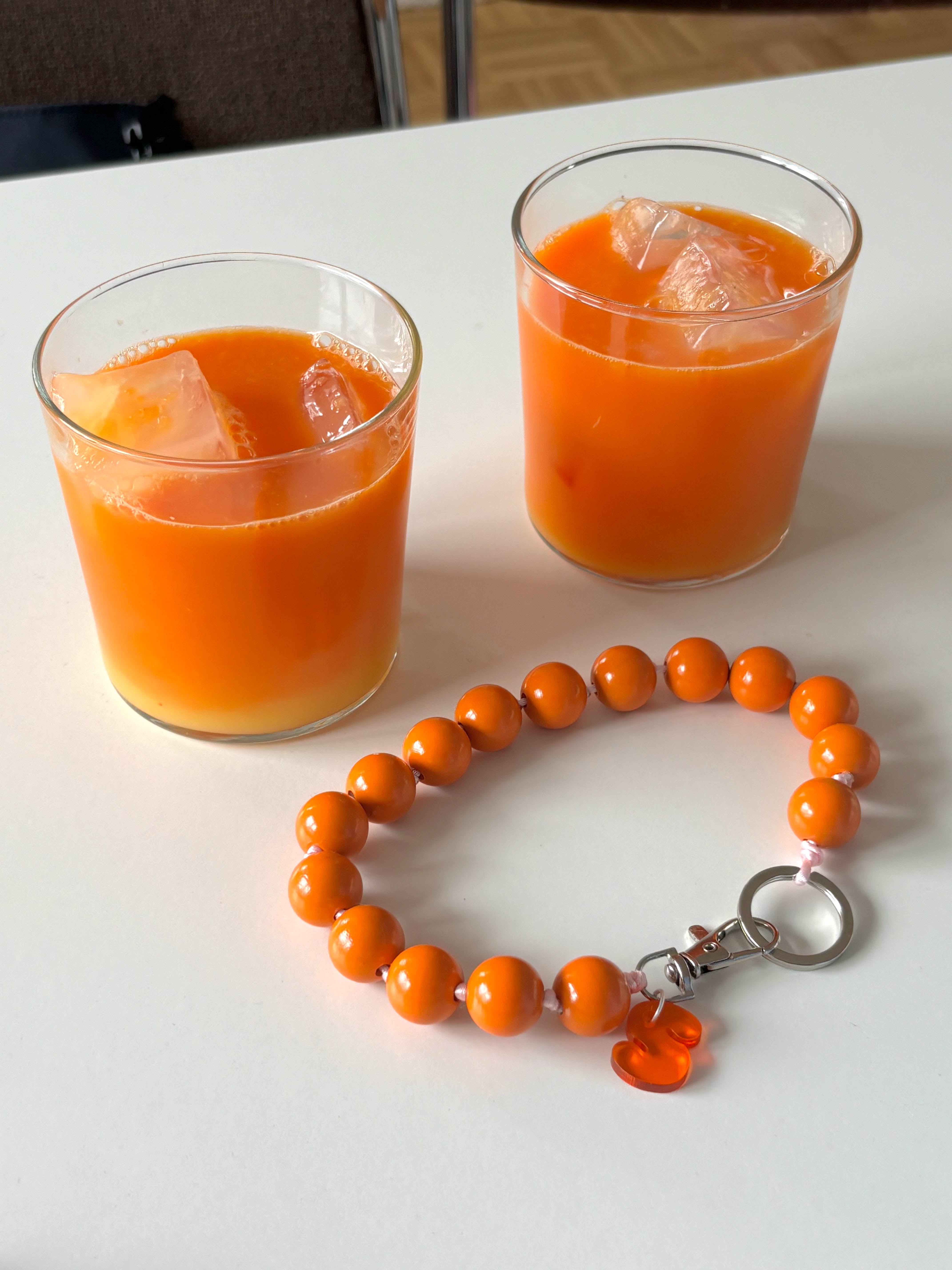 Kurze Schlüsselkette Orange/Rosa