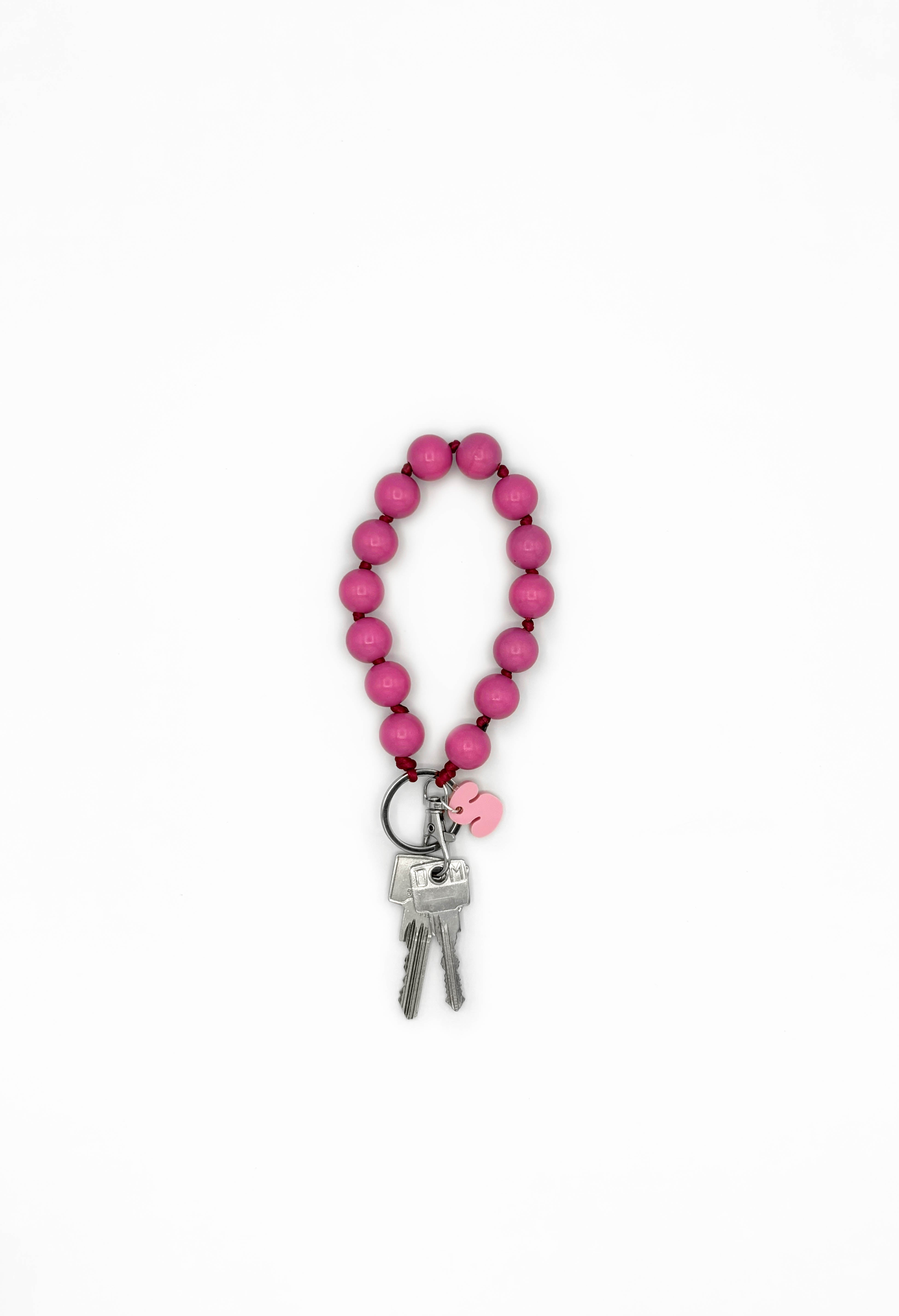 Kurze Schlüsselkette Rosa/rot
